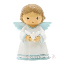 Anděl strážce s holubicí - 8cm - modrý