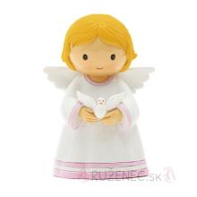 Guardian angel with dove - 8cm - pink