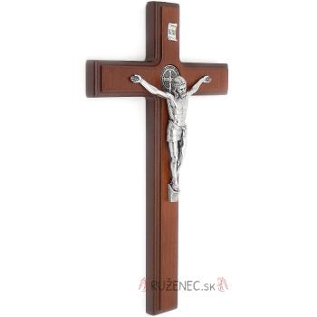 Dřevěný kříž 23cm - sv. Benedikt - hnědý