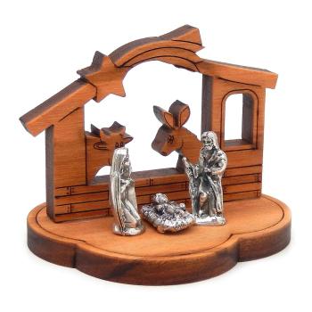 Nativity Scene - 4x4x5.4cm - olive-wood