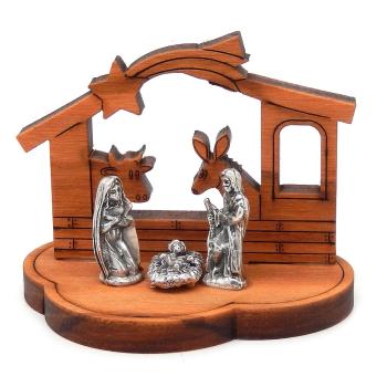 Nativity Scene - 4x4x5.4cm - olive-wood