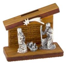 Weihnachtskrippe - 5x6x3cm - Olivenholz