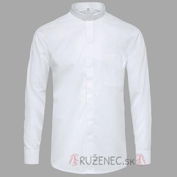 Biela kňazská košeľa - dlhý rukáv - 60% bavlna