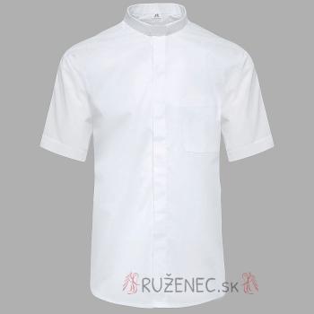 Biela kňazská košeľa - krátky rukáv - 60% bavlna