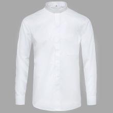 Weiß Priesterhemd - Collarhemd - langen Ärmeln - 60% Baumwolle