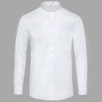 Biela kňazská košeľa - dlhý rukáv - 60% bavlna