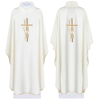 Chasuble white-ecru - embroidery A+Ω