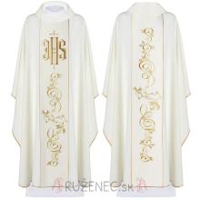 Chasuble ecru - embroidery IHS + ornament