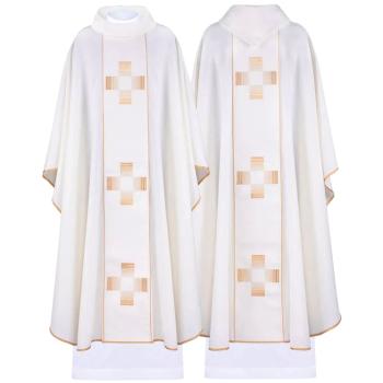 Chasuble ecru - embroidery crosses