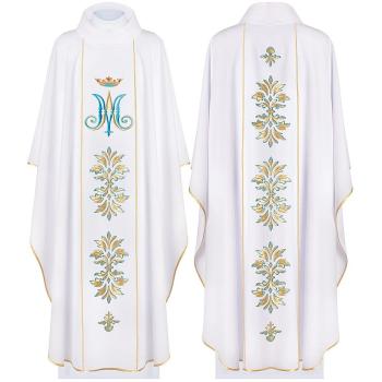 Fehér hímzett miseruha Mária monogram + korona