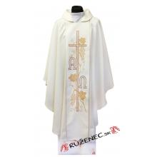 Chasuble white-ecru - embroidery A+Ω + cross