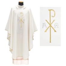 Biely ornát - Výšivka A + Omega + Px