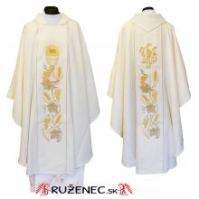 Bílý ornát - Výšivka Eucharistie