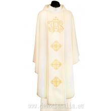 Chasuble ecru - embroidery IHS + crosses