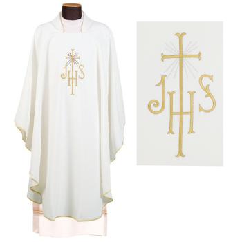 Biely ornát - Výšivka IHS