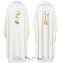 Chasuble ecru - embroidery cross + ears + wine