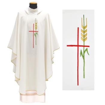 Biely ornát - Výšivka Kríž + klas