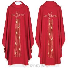 Piros hímzett miseruha Szentlelkes mintával