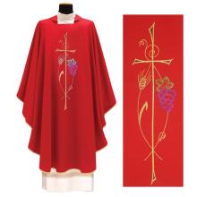 Červený ornát - Výšivka Kríž + klas + hrozno
