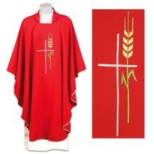 Červený ornát - Výšivka Kríž + klas