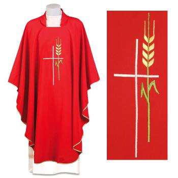 Červený ornát - Výšivka Kríž + klas