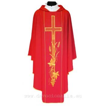 Červený ornát - Výšivka kříž + klasy