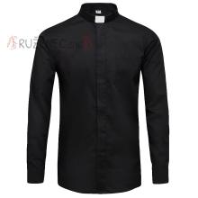 Čierna kňazská košeľa - dlhý rukáv