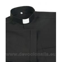 Čierna kňazská košeľa - krátky rukáv