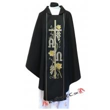 Chasuble Black  - embroidery A+Ω + cross