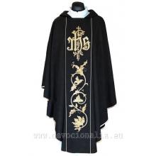 Chasuble Black  - embroidery  - IHS +