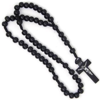 Čierny šnúrový drevený ruženec 7mm