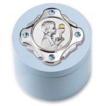 Dárková krabice na růženec se Swarovski kamínky - modrá