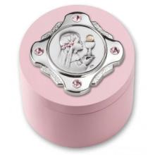 Holzhülle für Rosenkranz mit Swarovski-Strasssteinen - rosa