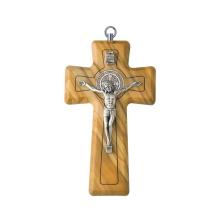 Kruzifix aus Olivenholz 12cm - St. Benedict