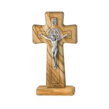 Stehende Kruzifix Holzkreuz 13cm - olive Holz
