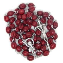 Růženec  dřevěný - bordó 6x8mm