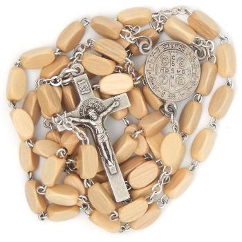 Drevený ruženec prírodný - 6x9mm