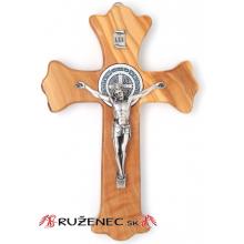 Olive wood cross 21cm - St. Benedict