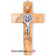 Drevený kríž 21cm - olivové drevo - Sv. Benedikt