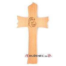 Wood cross 23cm - carved Madona