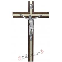 Kruzifix  Holzkreuz 25cm - mit Metalleinsatz