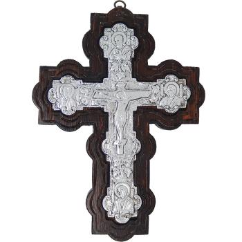 Wood cross 29cm - with metal insert