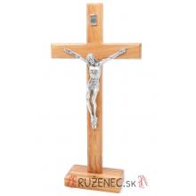 Stehende Kruzifix Holzkreuz 27cm - olive Holz