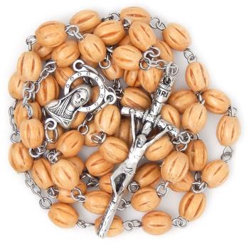 Drevený ruženec prírodný - 6x8mm