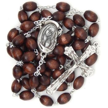 Drevený ruženec tmavohnedý - 6x9mm