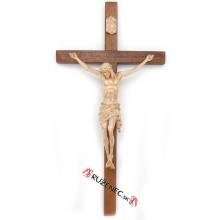 Woodcarving - crucifix with carved corpus - 33x17cm