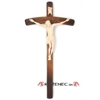 Woodcarving - crucifix with carved corpus - 39x20cm