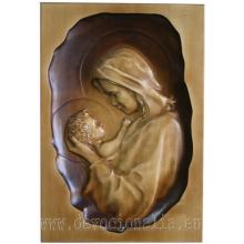 Woodcarving - Mary with child - 33x23cm image