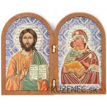 Double plaquette 12x9.5cm - Pantocrator - Theotokos