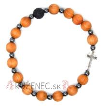 Wood Rosary Bracelet on elastic - natural